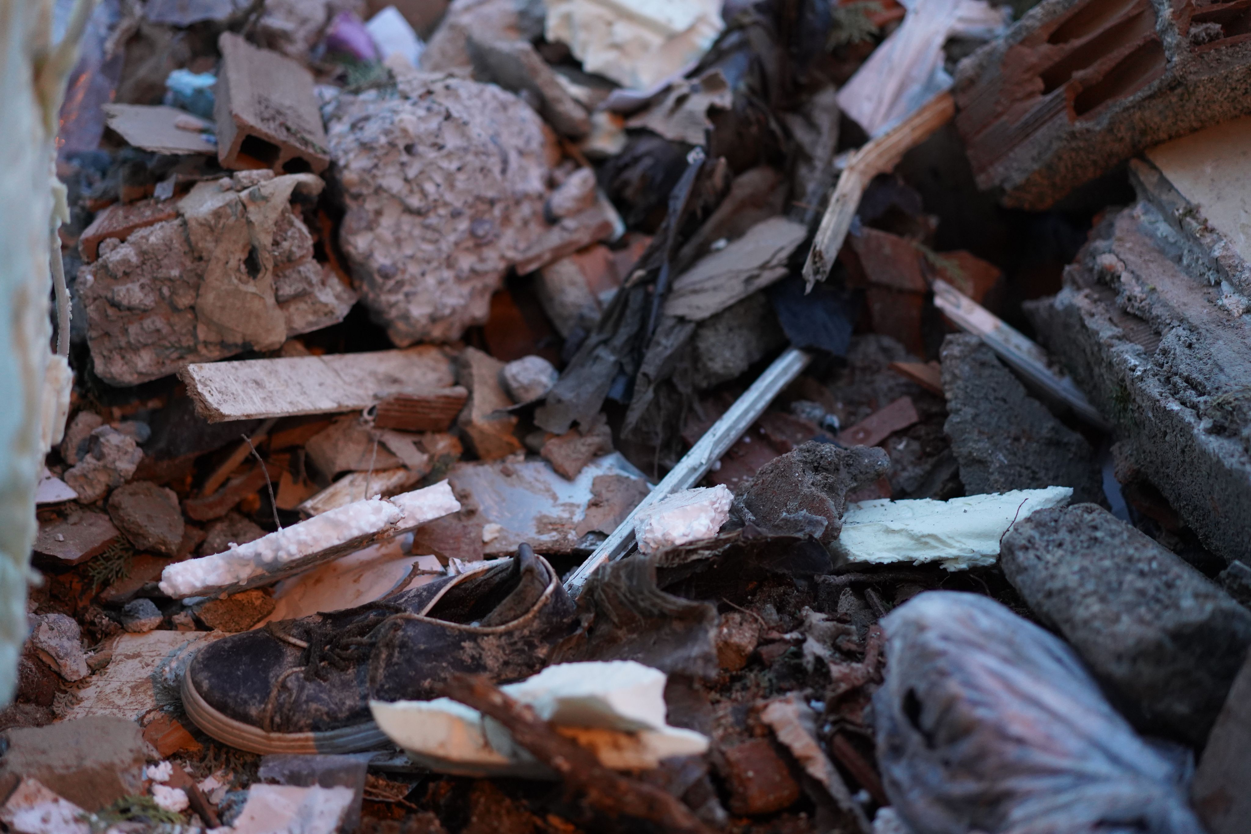 A pile of rubble, following an earthquake.